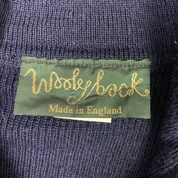 Woolyback Sweater Jacket Men's Medium Navy Blue Wool Full Zip Made in England - Picture 6 of 13